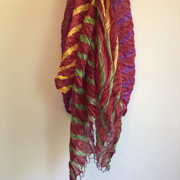 New Maroon Burgundy Striped Beach Scarf Wrap Pareo - Picture 9 of 11